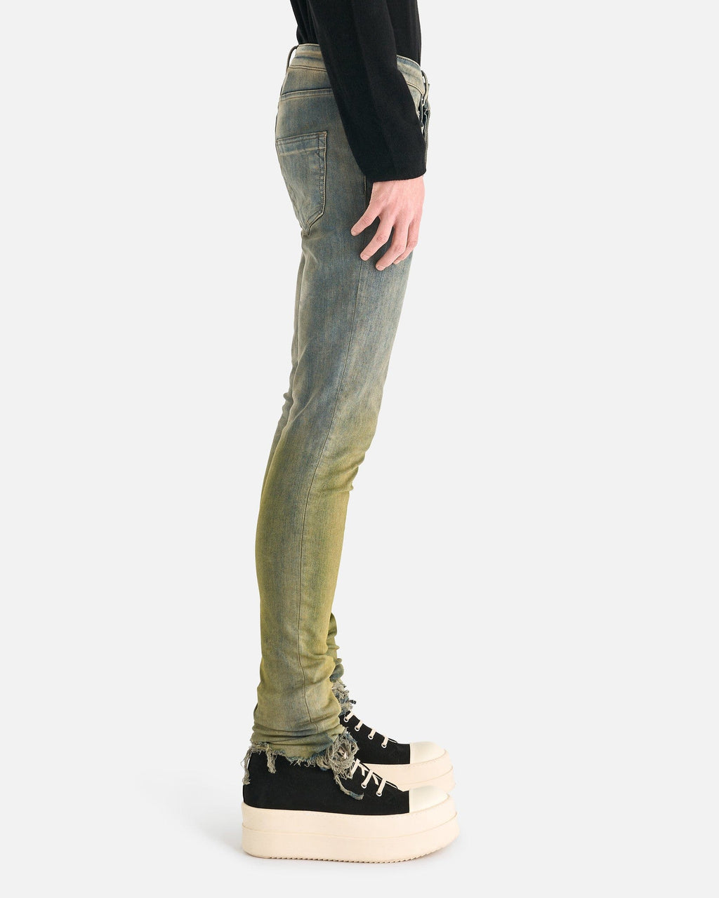 Оригінальна Tyrone Cut Denim In Pearl Rick owens – вид ззаду