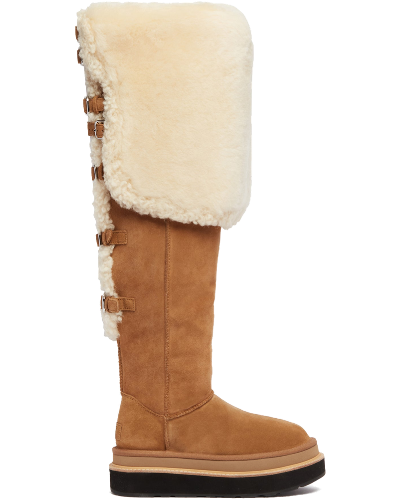 X Sacai Beige Thigh High Leather Boots Ugg – Гарантія оригінальності