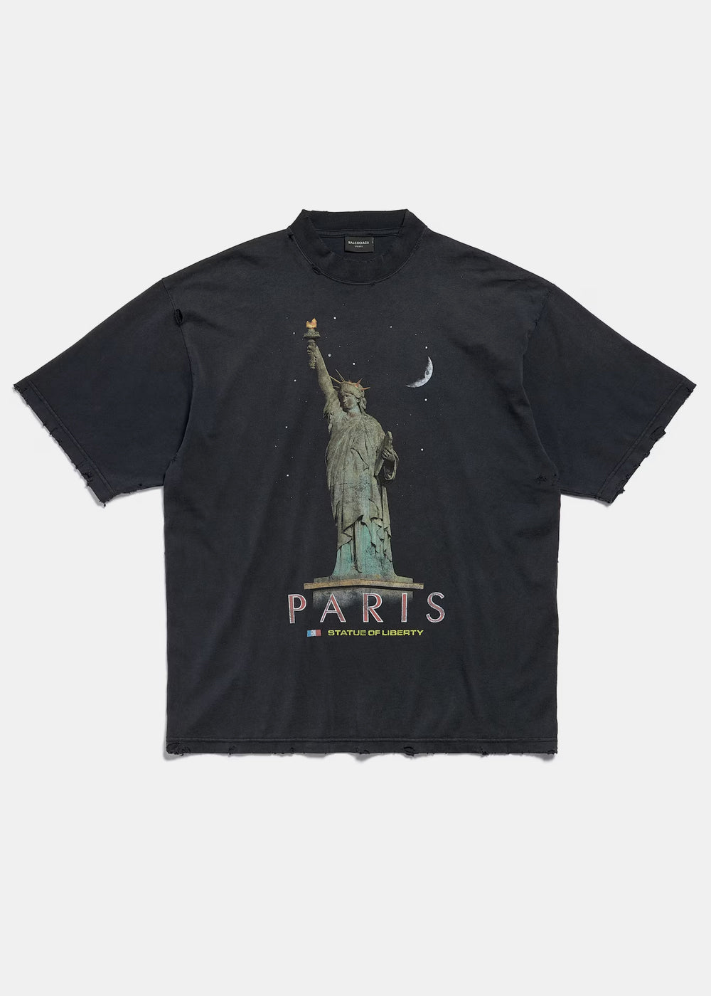 Оригінальна Faded Black Paris Liberty T-Shirt Balenciaga – боковий вид