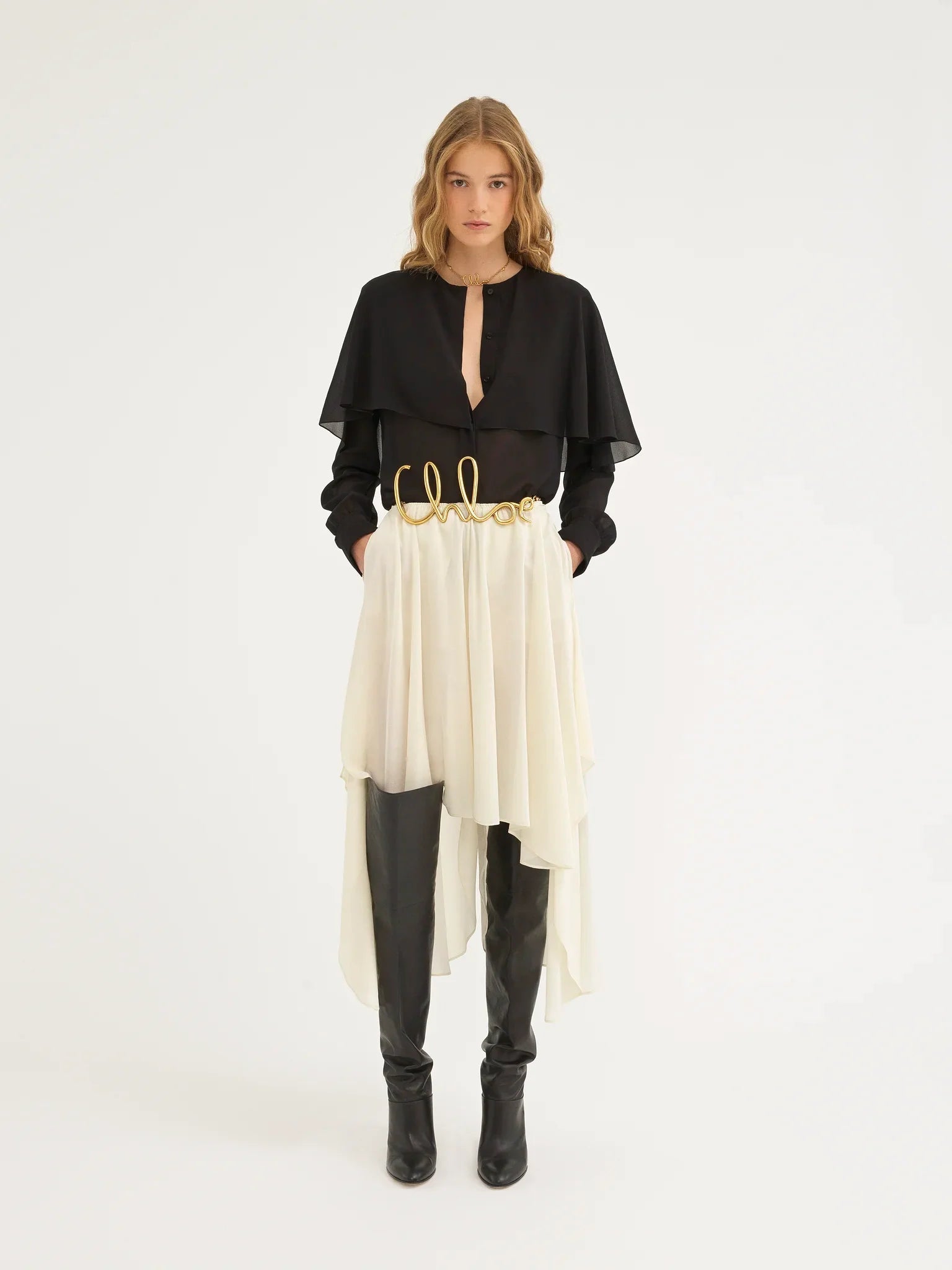 Georgette Cape Blouse Chloe – Гарантія оригінальності – боковий вид
