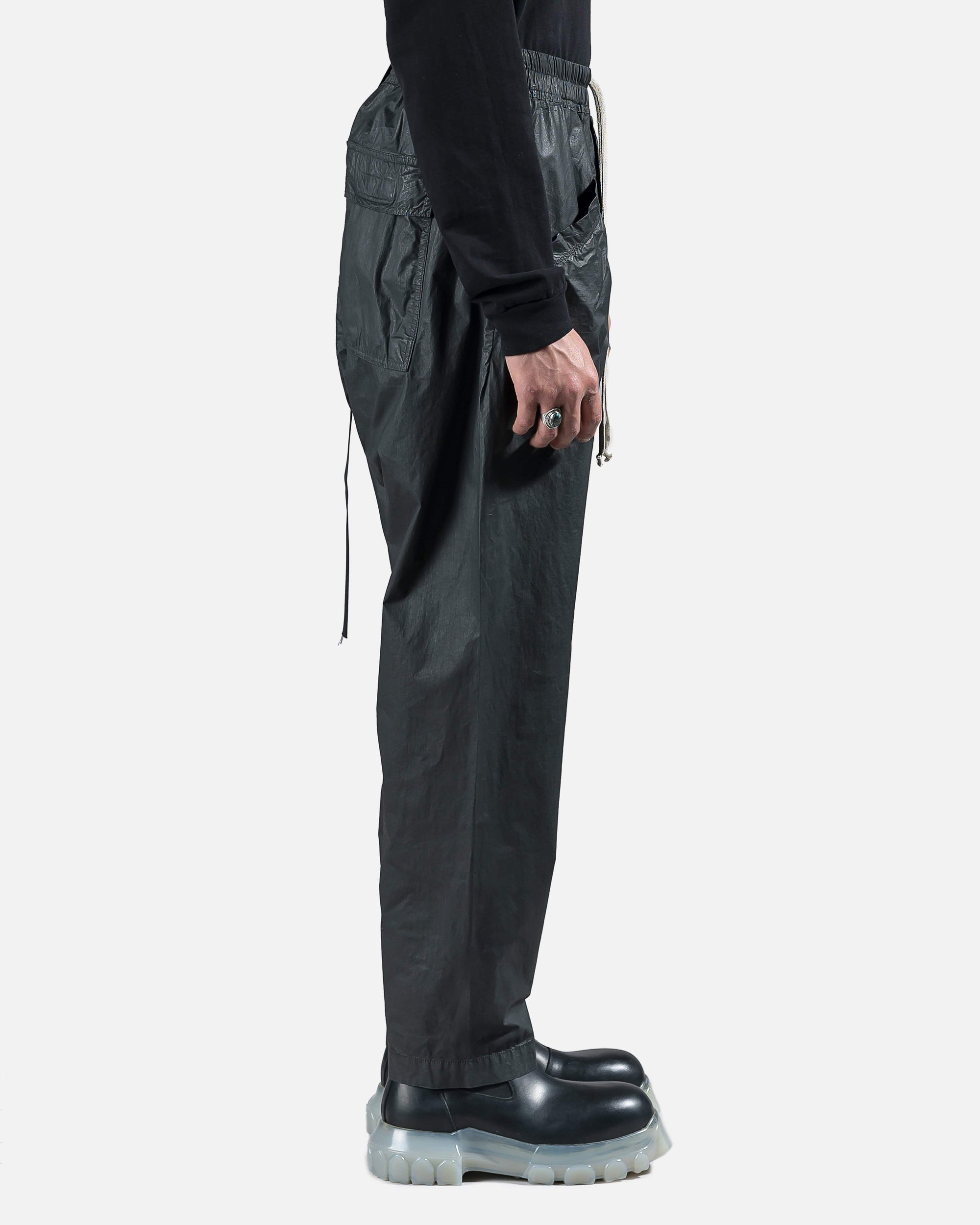 Waxed Cargo Drawstring Pants In Black Rick owens – Гарантія оригінальності – детальний вид