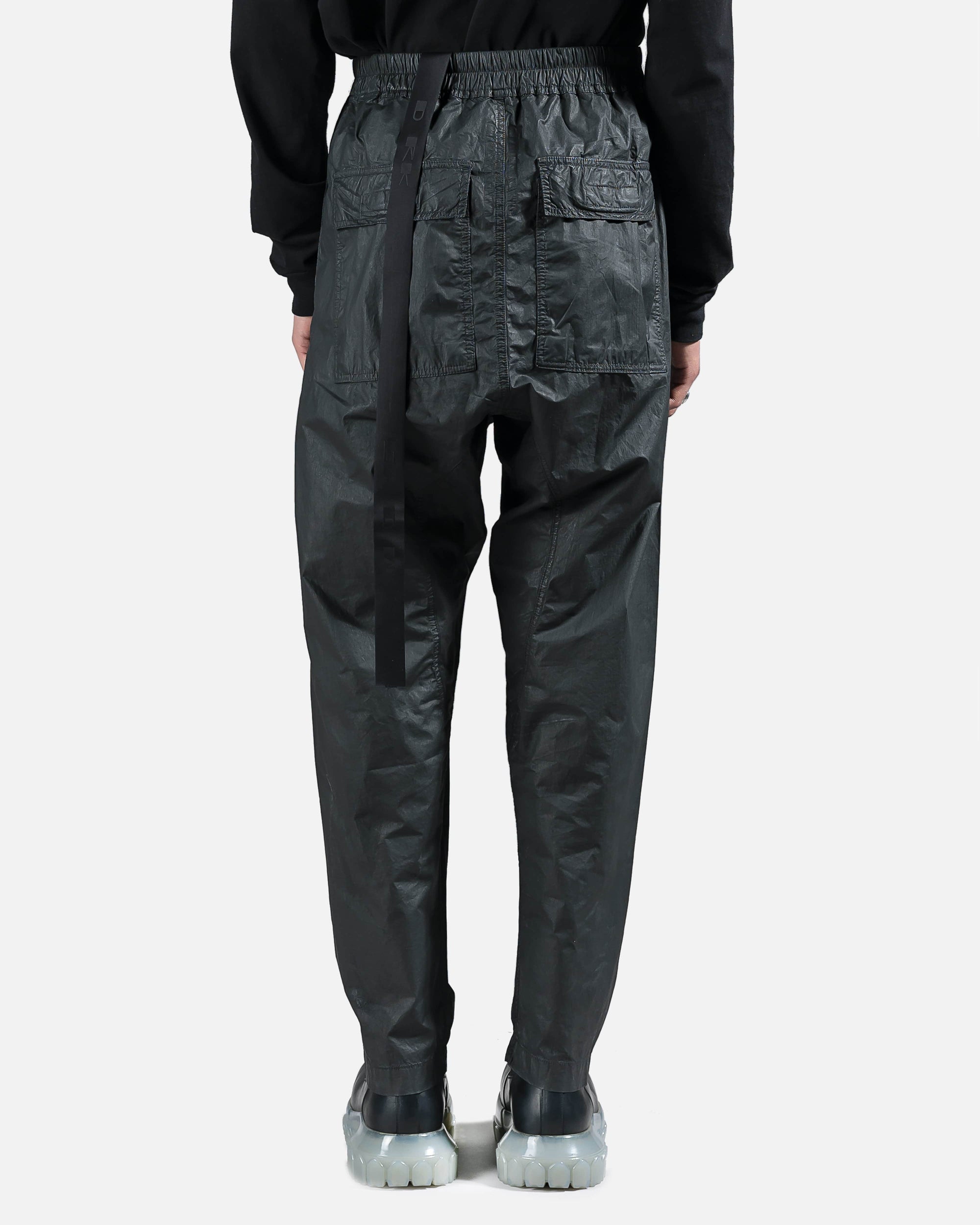 Waxed Cargo Drawstring Pants In Black Rick owens – Гарантія оригінальності – збільшений вид