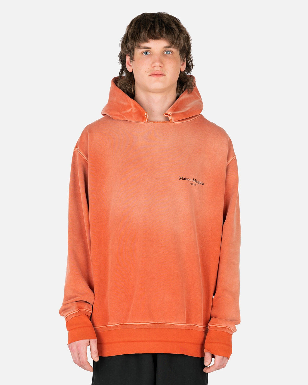 Weathered Hoodie In Orange Maison margiela – Гарантія оригінальності – боковий вид