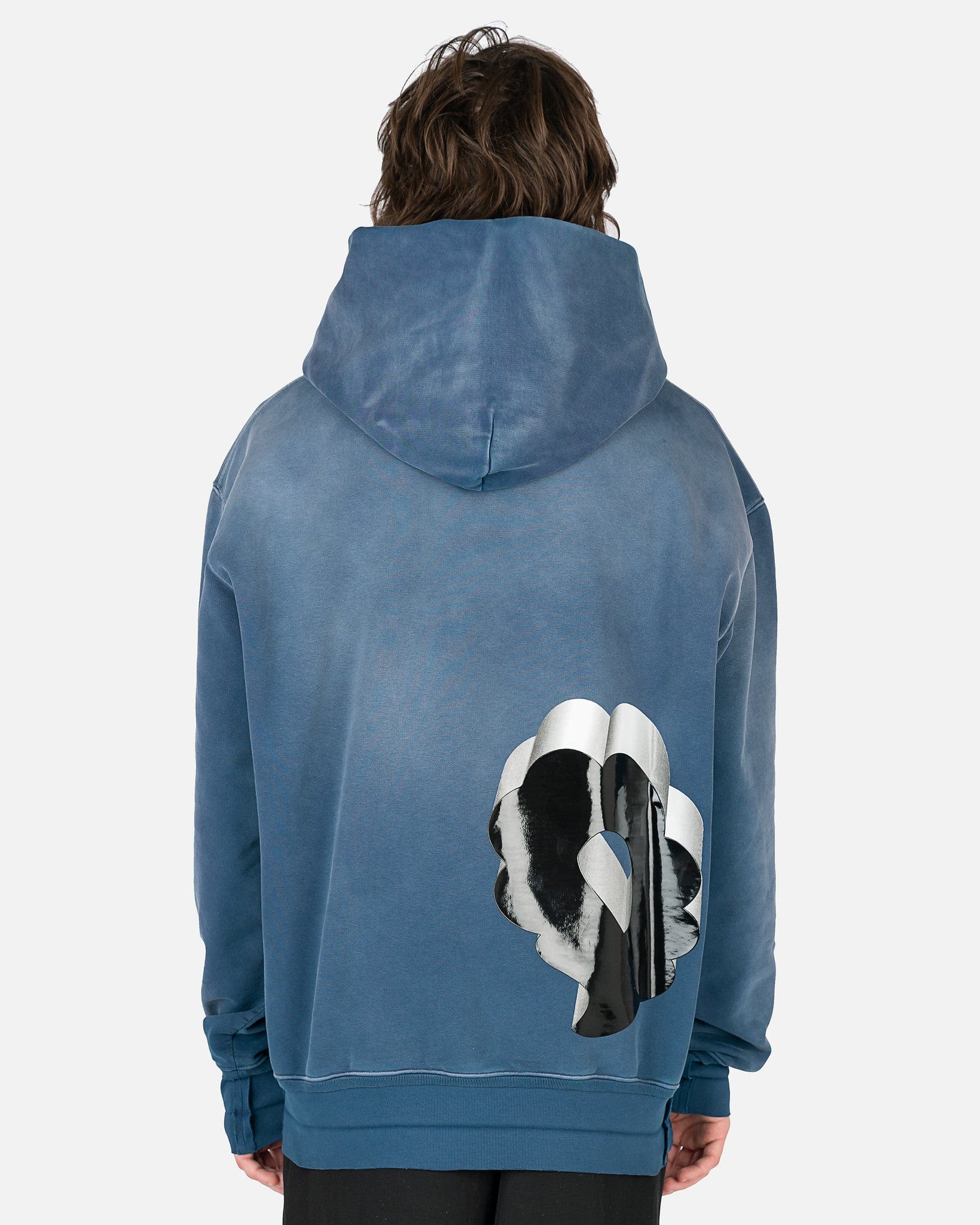 Weathered Hoodie In Slate Blue Maison margiela – Гарантія оригінальності – детальний вид