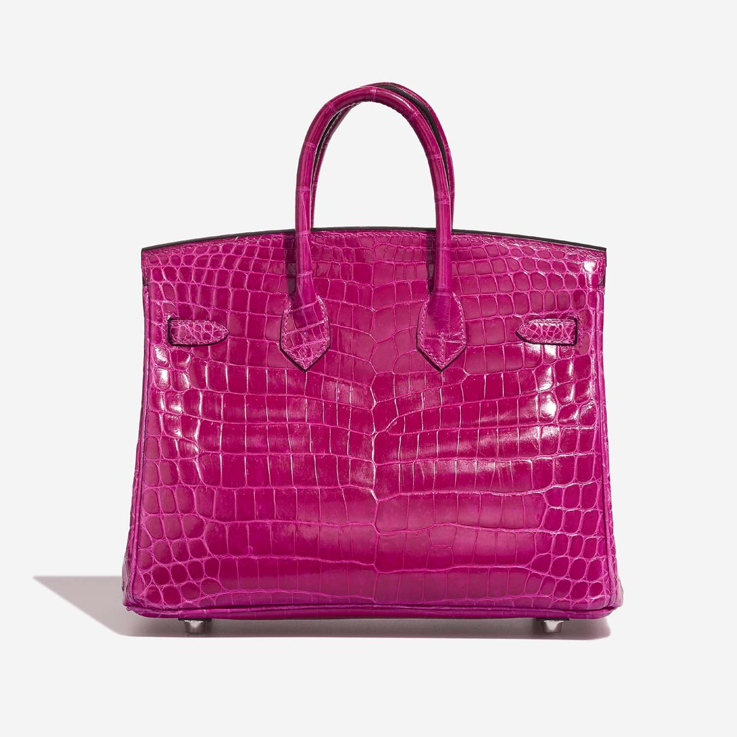 Оригінальна Birkin 25 Niloticus Crocodile Rose Pourpre Phw Hermes – вид ззаду