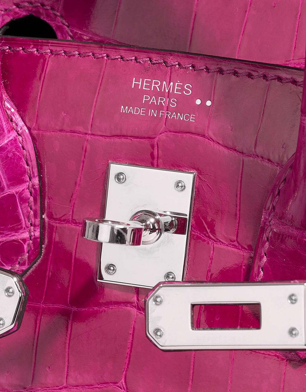 Оригінальна Birkin 25 Niloticus Crocodile Rose Pourpre Phw Hermes – детальний вид
