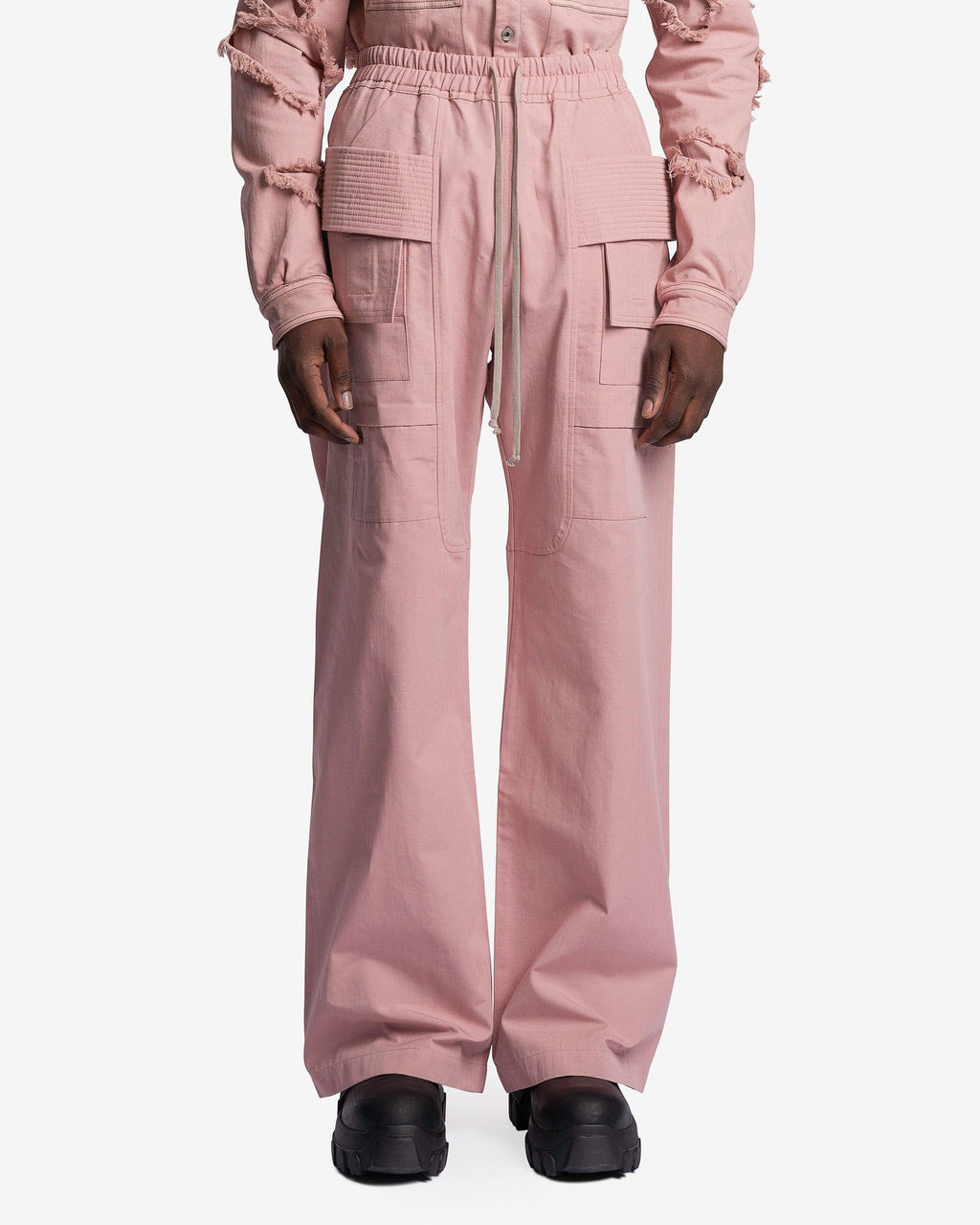 Wide Leg Creatch Cargo Drawstring In Faded Pink Rick owens оригінал – Купити в Україні – боковий вид