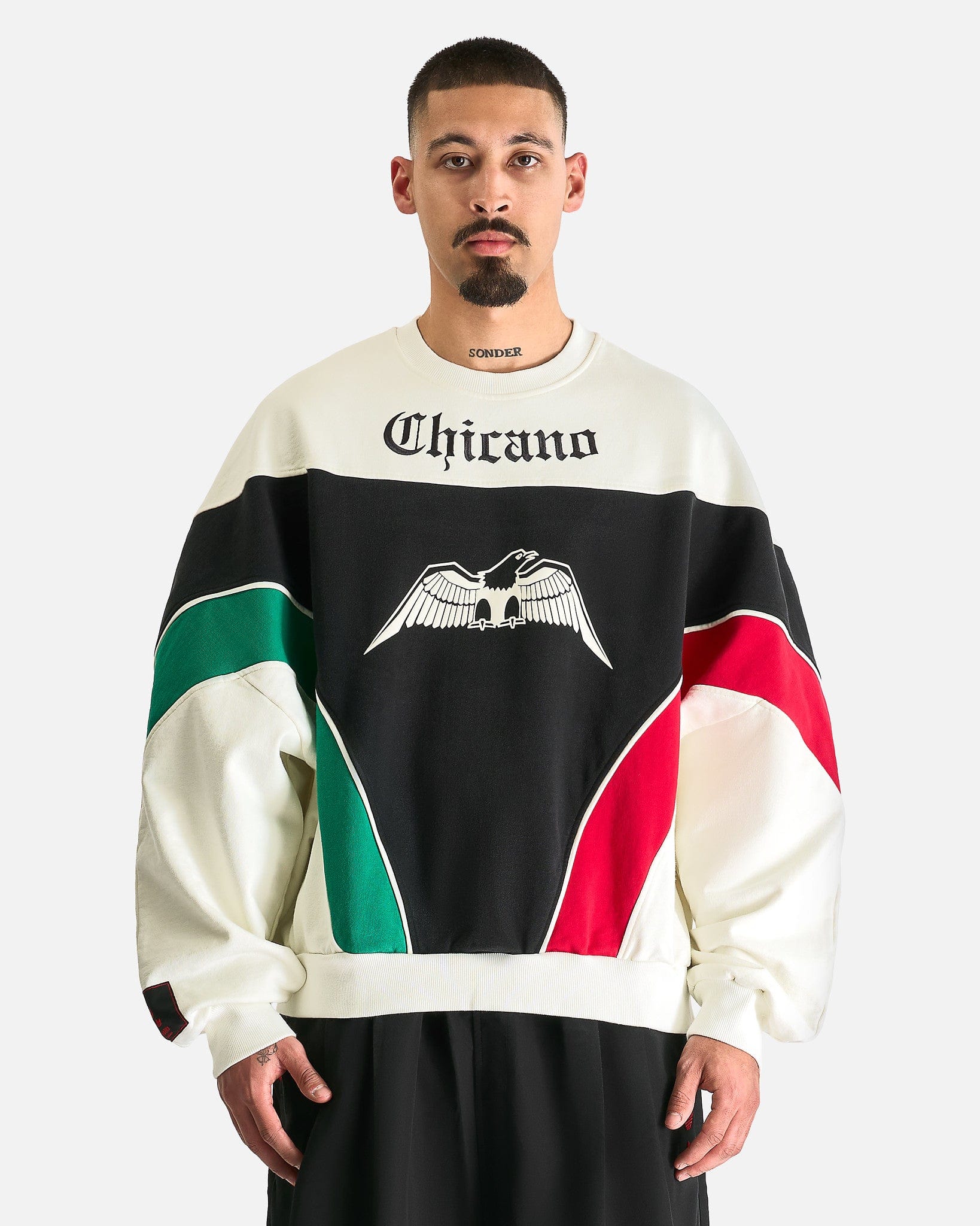 Willy Chavarria Chicano Fleece Crewneck In Off White Adidas – Гарантія оригінальності – боковий вид - ADIDAS