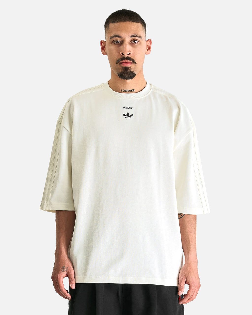Willy Chavarria Merch Short Sleeve Tee In Off White Adidas – Гарантія оригінальності – боковий вид