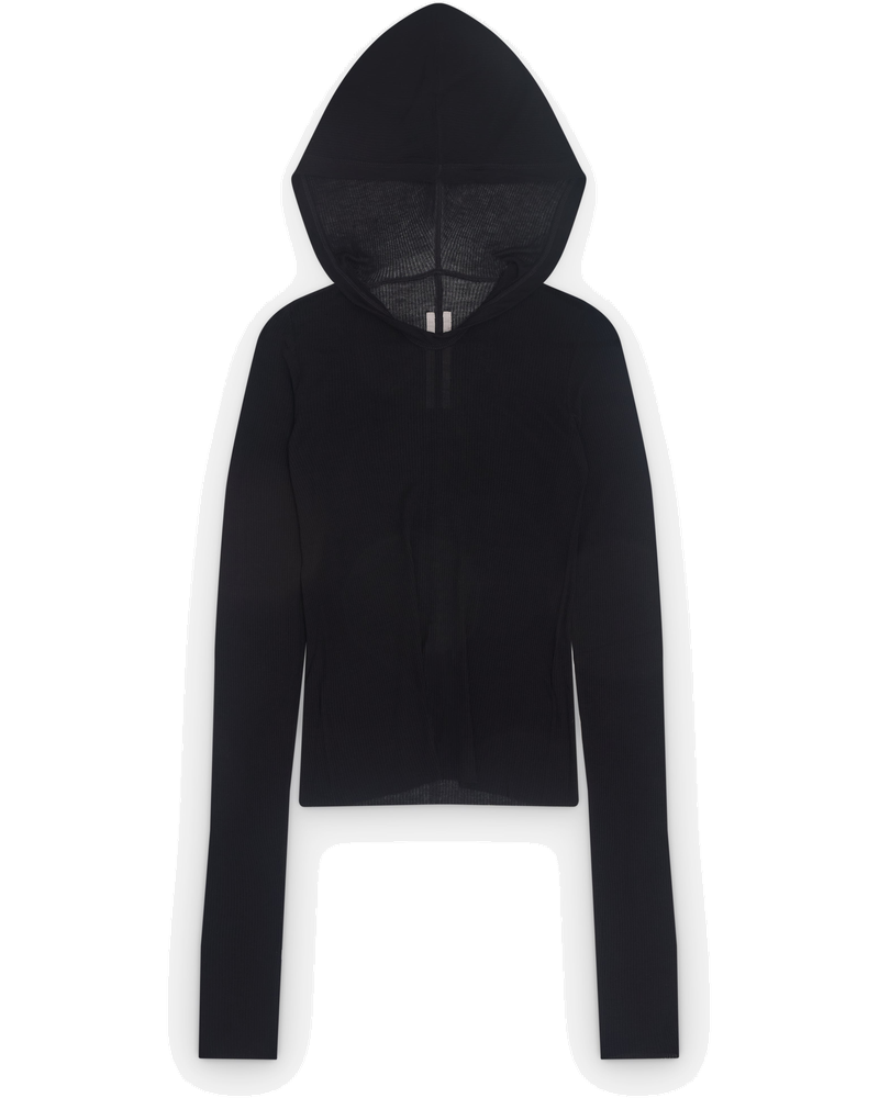 Оригінальна Womens Cropped Hooded Rib Long Sleeve T Shirt Rick owens