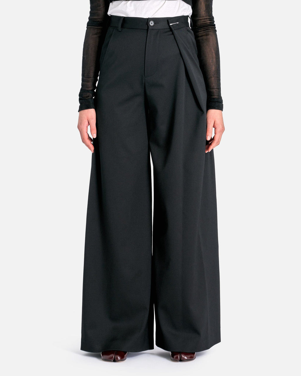 Wool Asymmetrical Pin Pants In Black Maison margiela оригінал – Купити в Україні – боковий вид