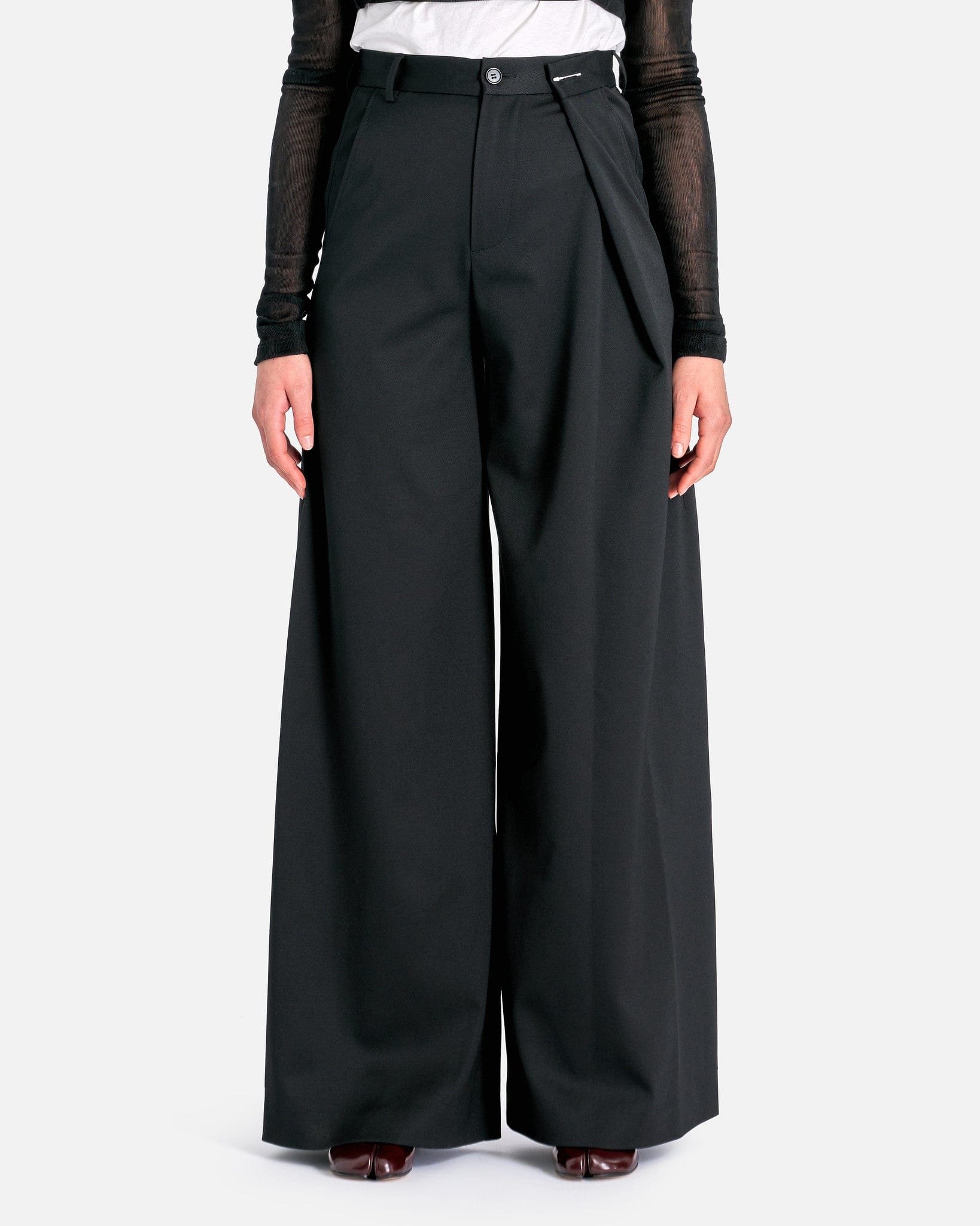 Wool Asymmetrical Pin Pants In Black Maison margiela оригінал – Купити в Україні – боковий вид