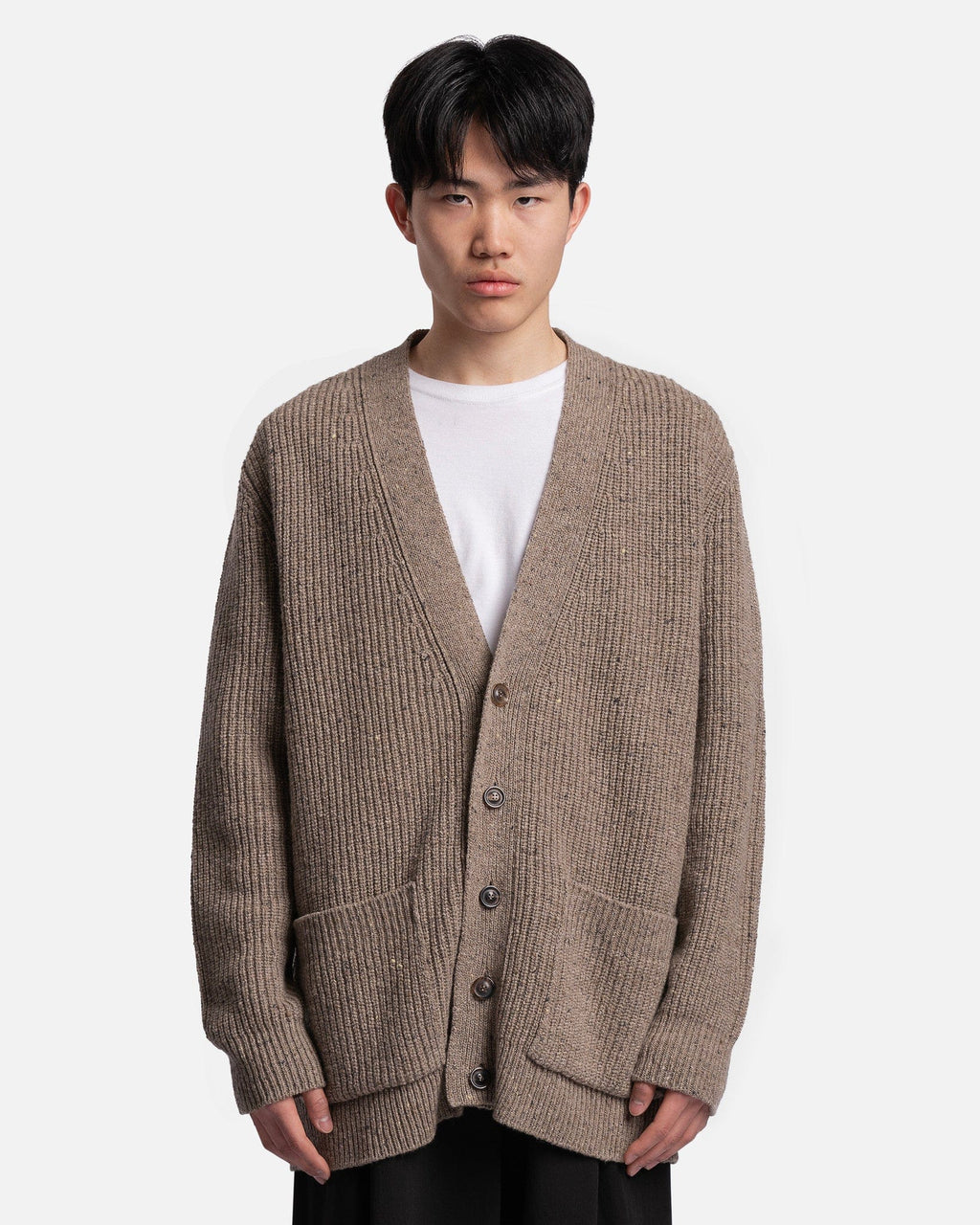 Оригінальна Wool Cardigan In Walnut Maison margiela – боковий вид
