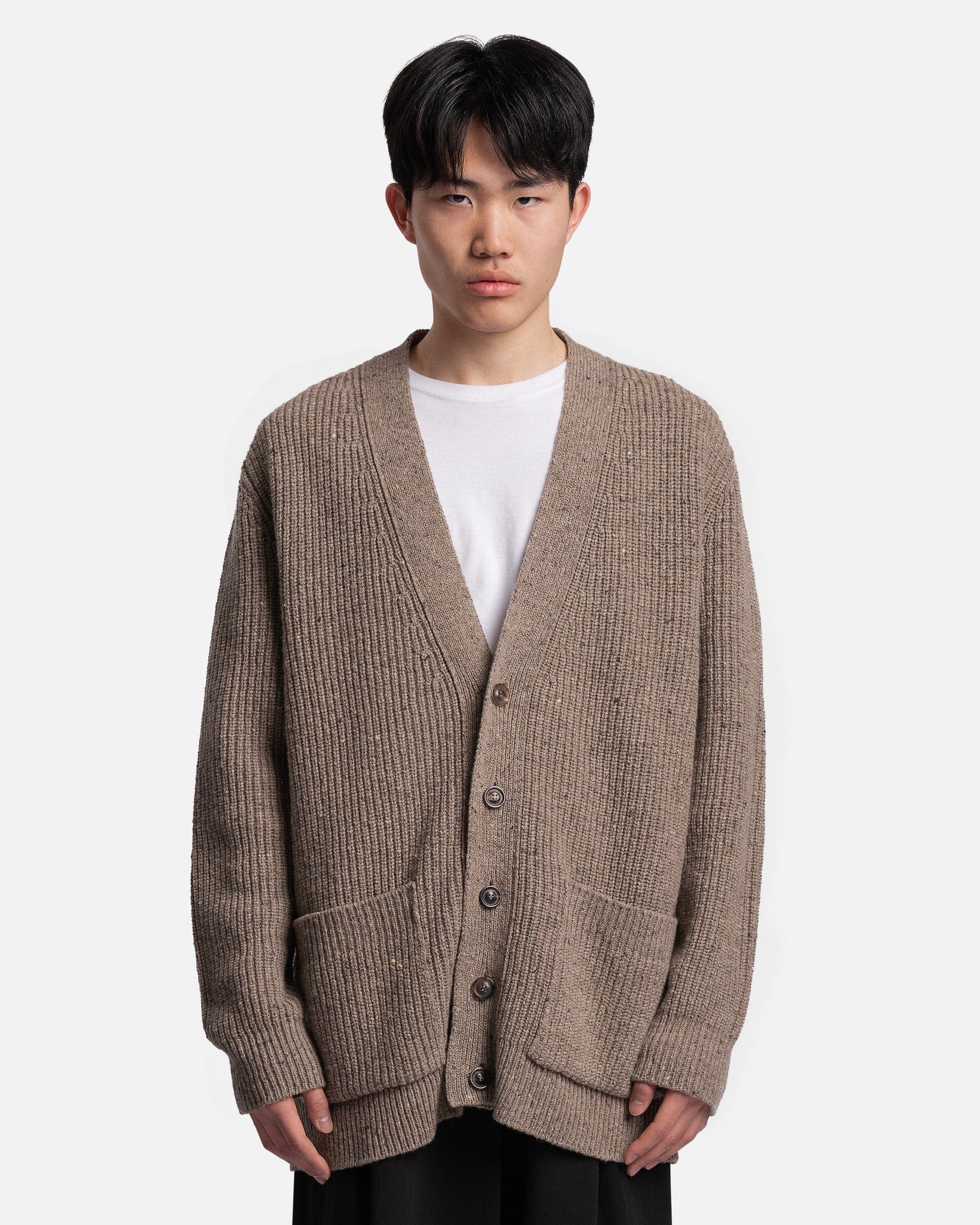 Оригінальна Wool Cardigan In Walnut Maison margiela – боковий вид