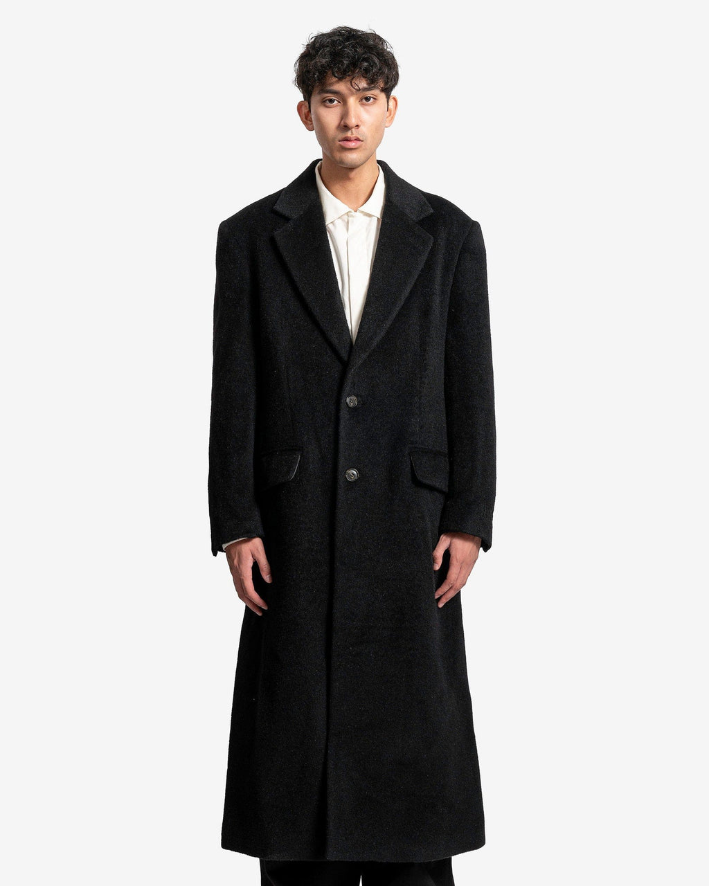Wool Coat In Black Maison margiela – Гарантія оригінальності – боковий вид
