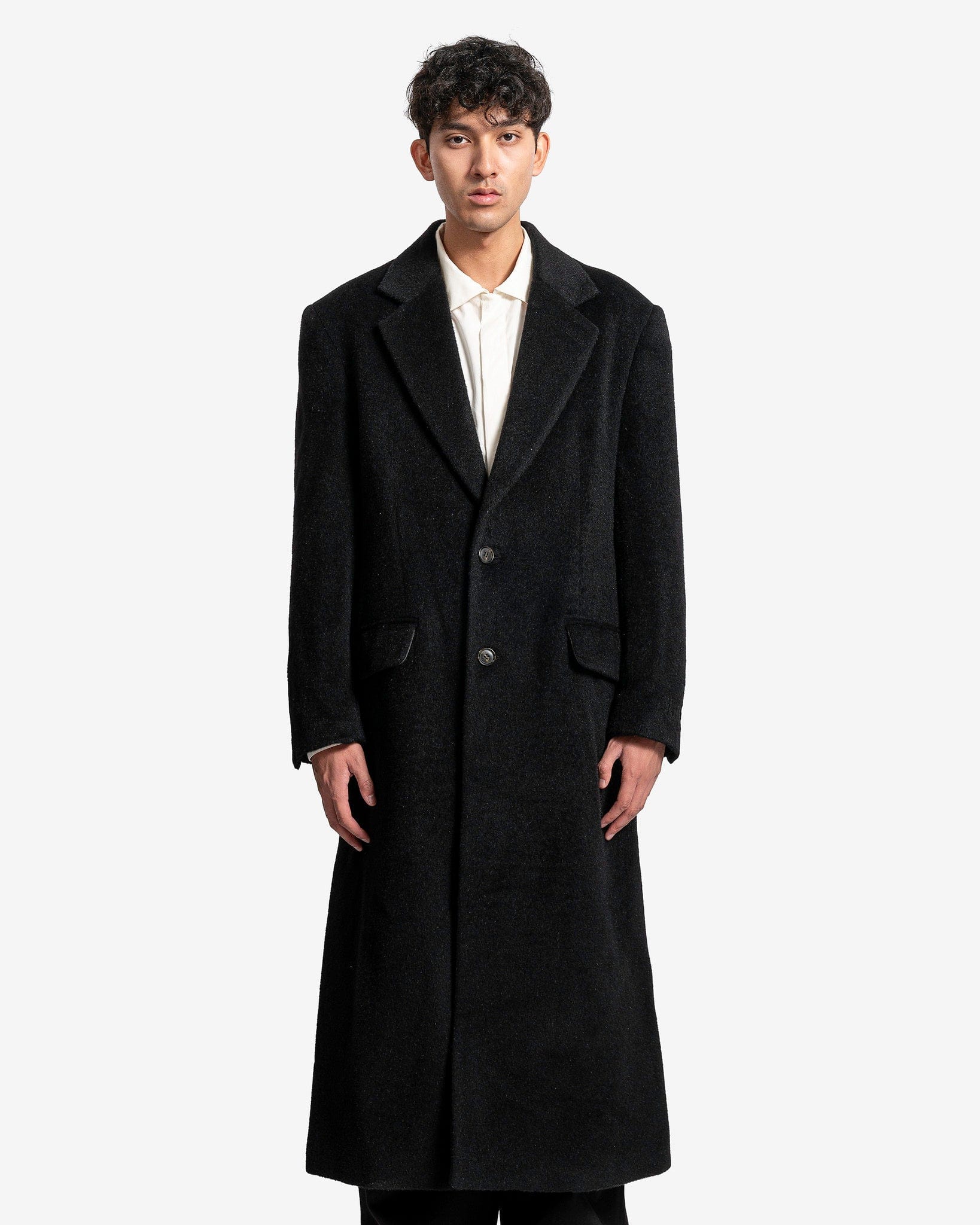 Wool Coat In Black Maison margiela – Гарантія оригінальності – боковий вид