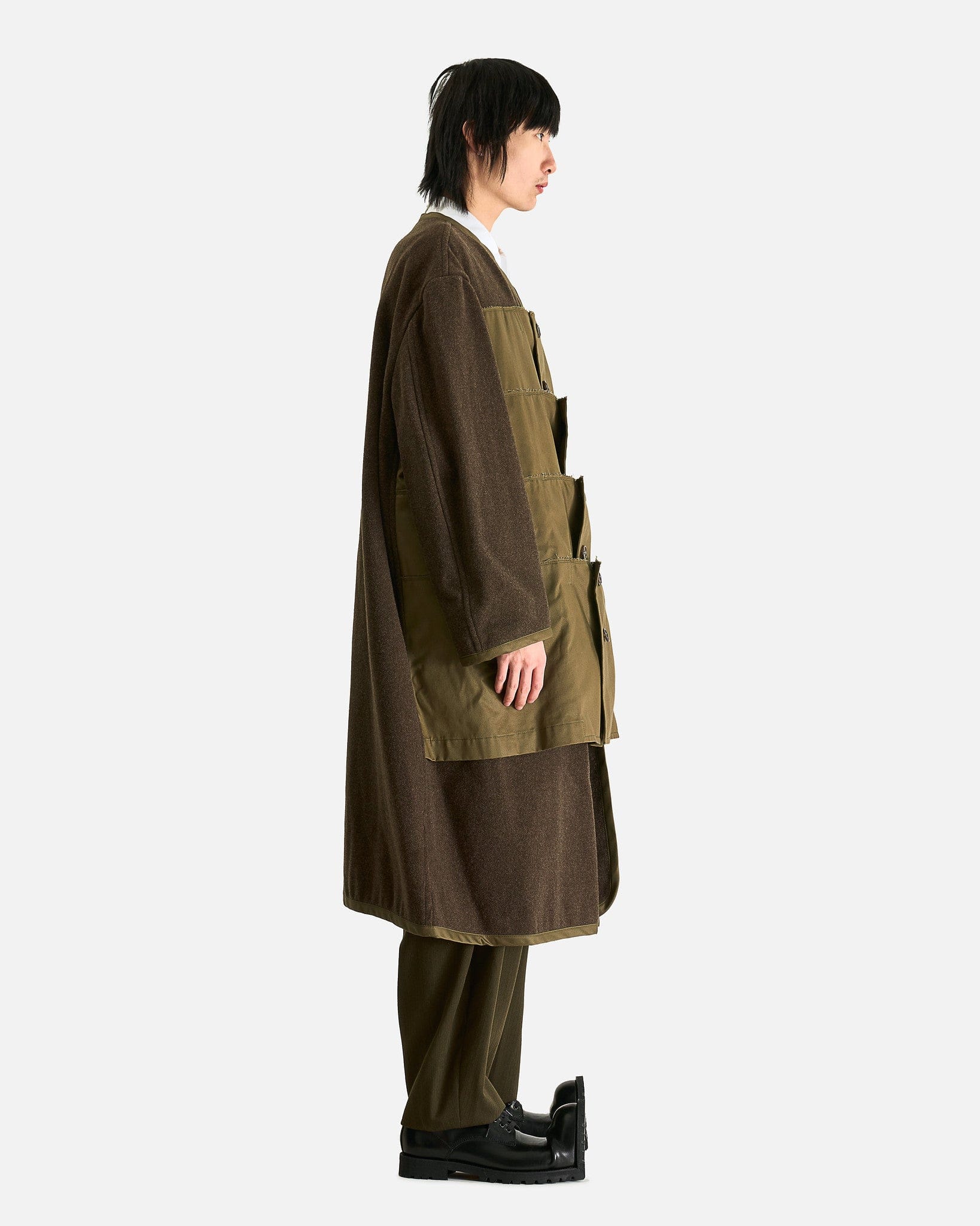 Wool Liner Coat In Khaki Comme des garcons оригінал – Купити в Україні – вид ззаду