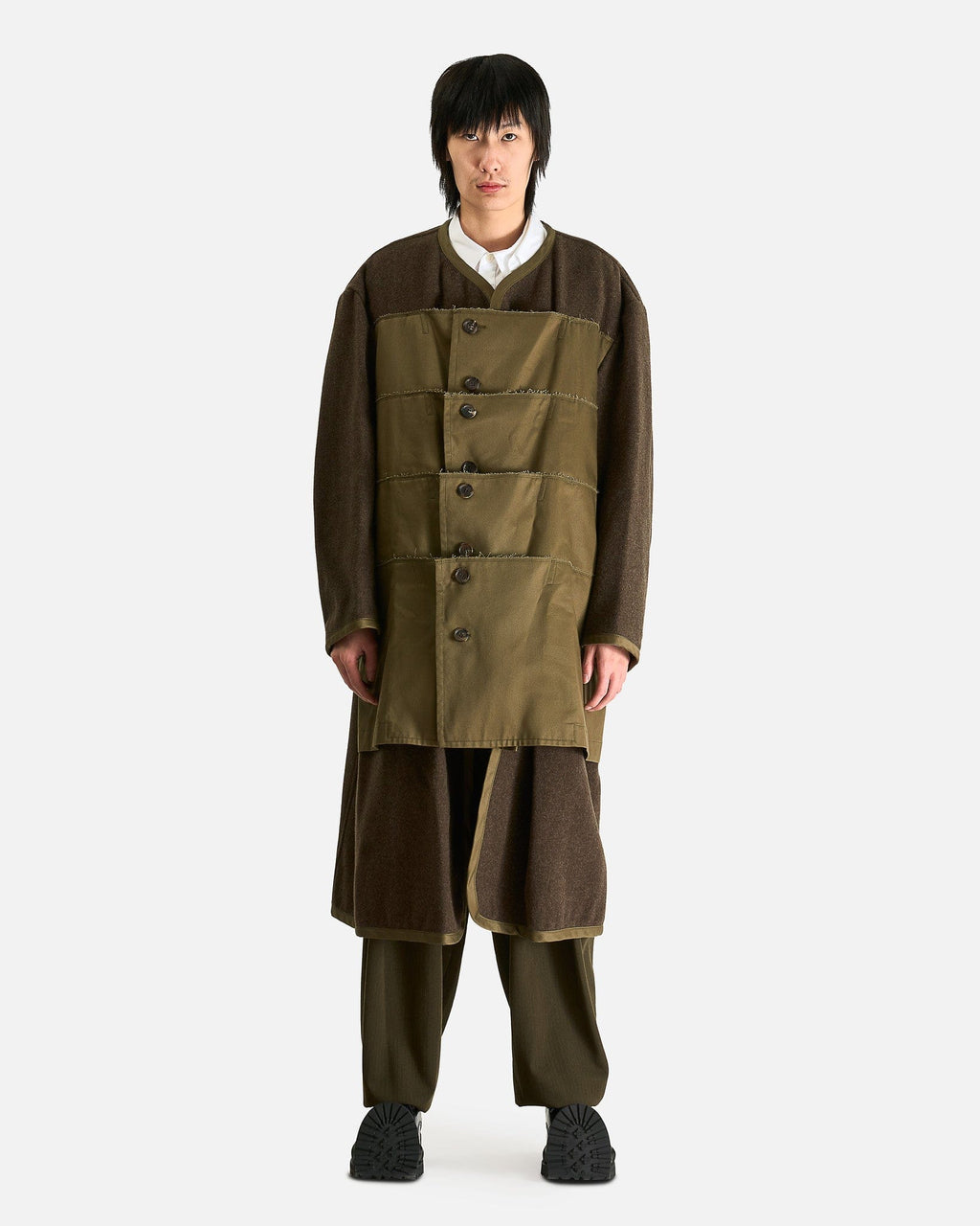 Wool Liner Coat In Khaki Comme des garcons оригінал – Купити в Україні – боковий вид