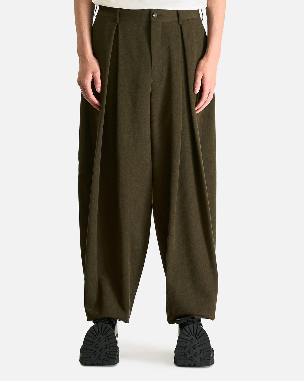 Wool Pants In Khaki Comme des garcons – Гарантія оригінальності – боковий вид