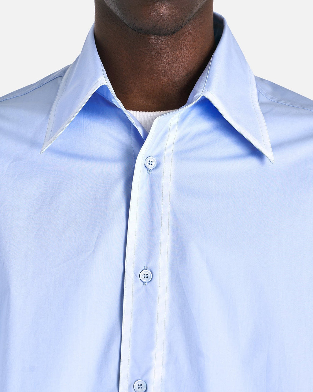 Оригінальна Worn Effect Poplin Shirt In Light Blue Maison margiela – збільшений вид