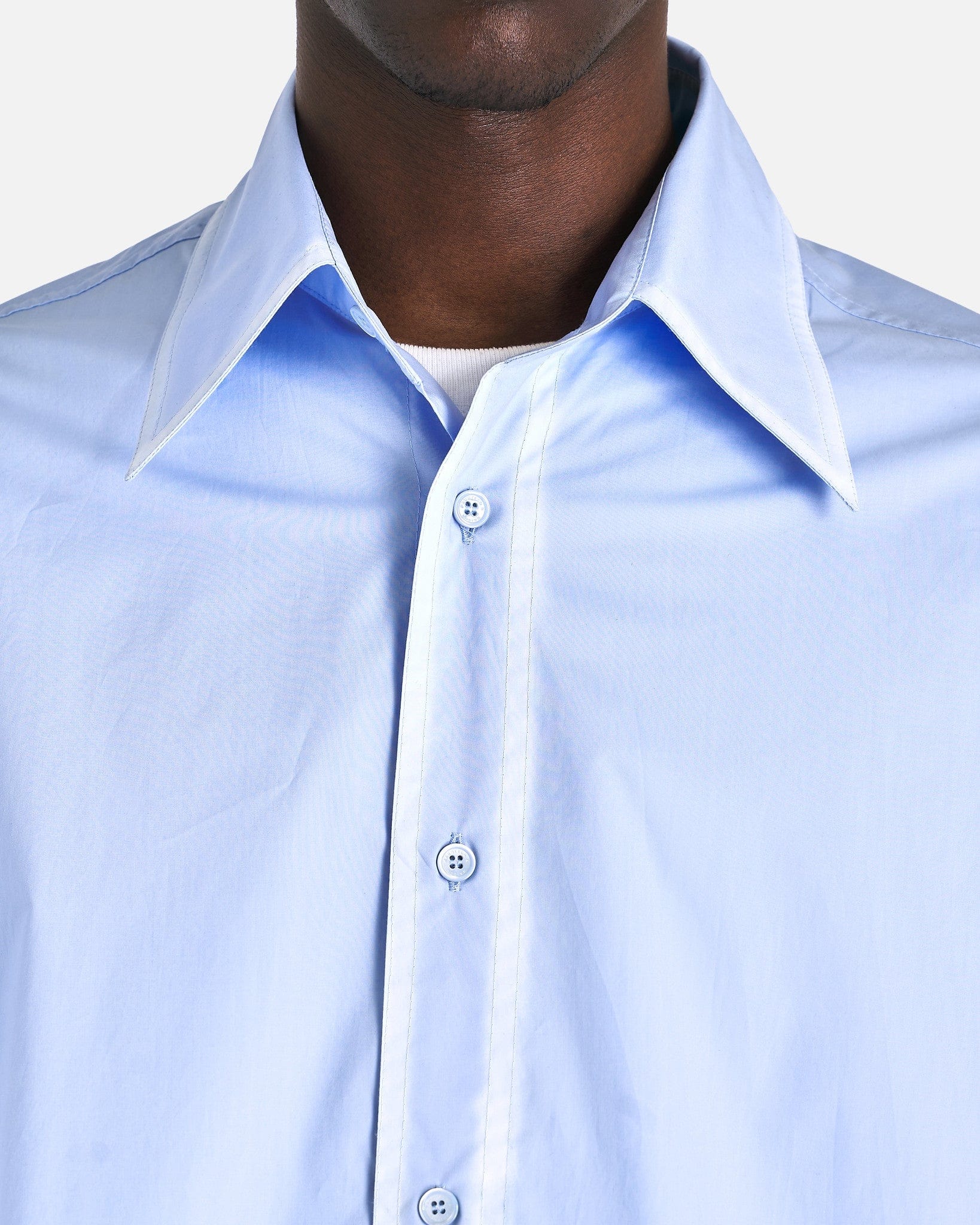 Оригінальна Worn Effect Poplin Shirt In Light Blue Maison margiela – збільшений вид