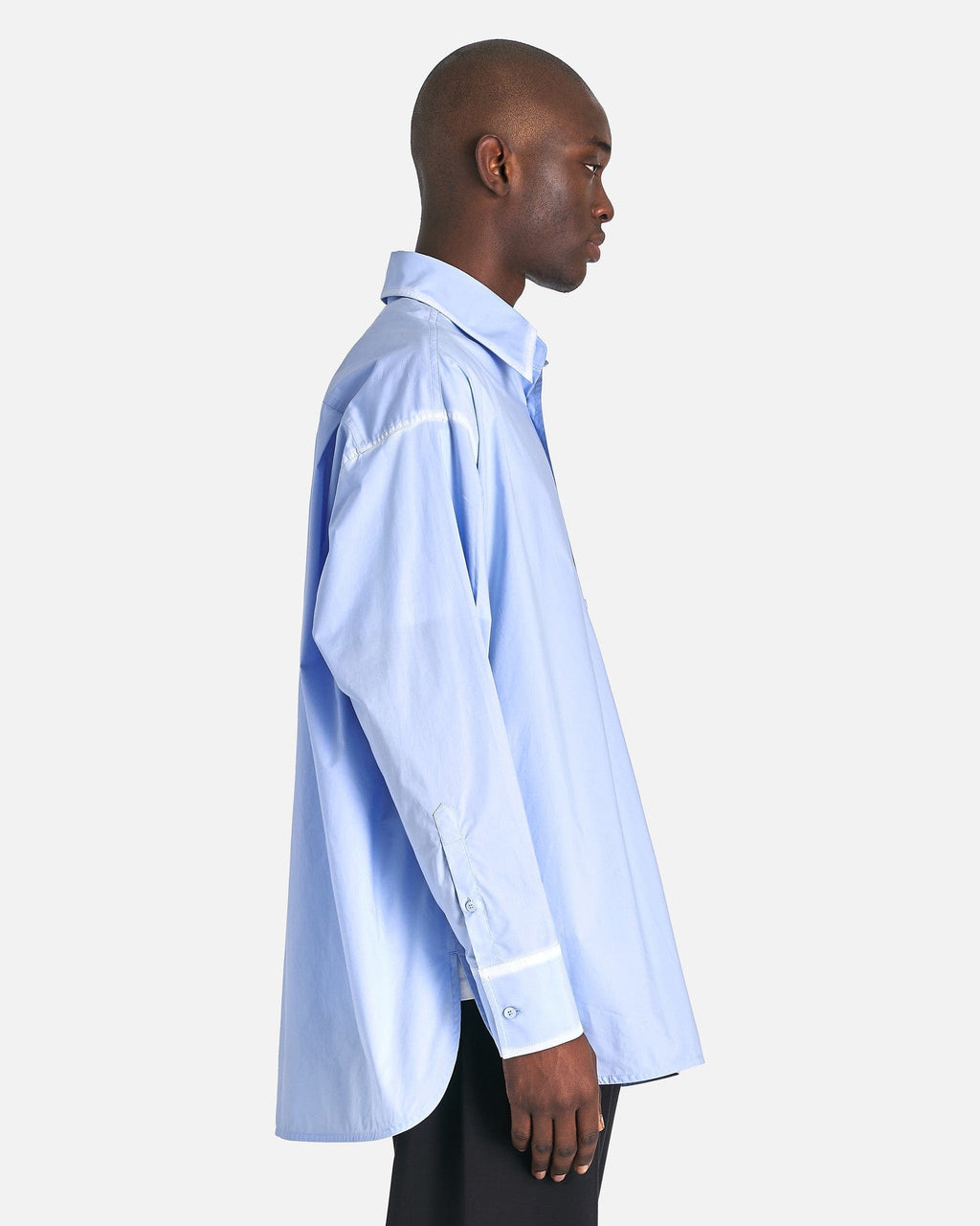 Оригінальна Worn Effect Poplin Shirt In Light Blue Maison margiela – вид ззаду