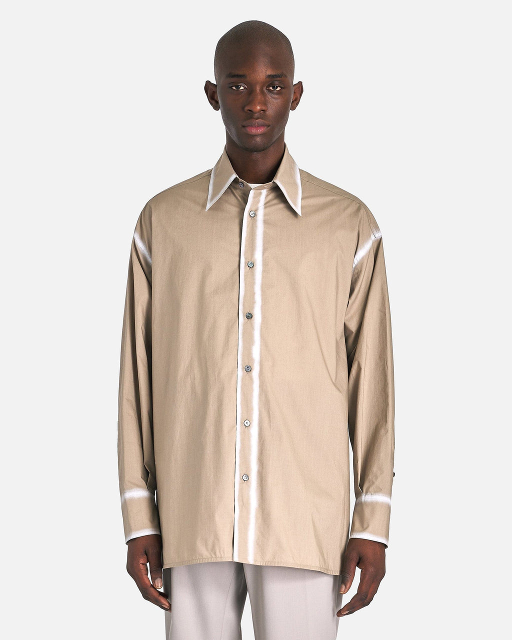 Worn Effect Poplin Shirt In Taupe Maison margiela – Гарантія оригінальності – боковий вид
