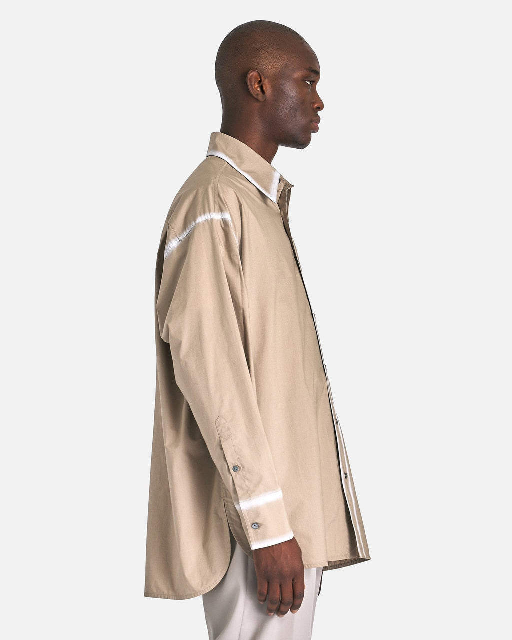 Worn Effect Poplin Shirt In Taupe Maison margiela – Гарантія оригінальності – вид ззаду