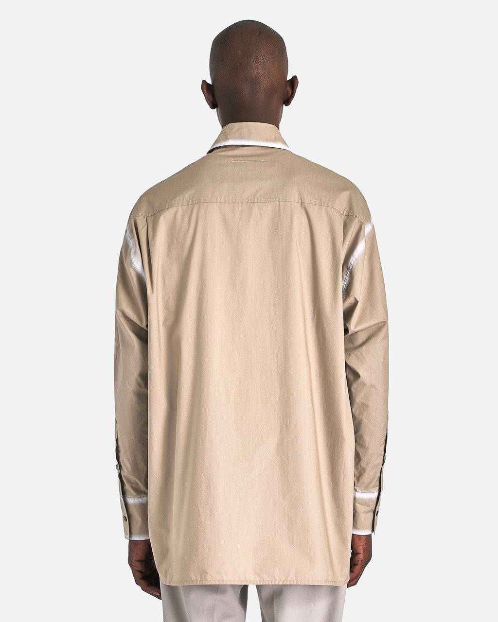 Worn Effect Poplin Shirt In Taupe Maison margiela – Гарантія оригінальності – детальний вид