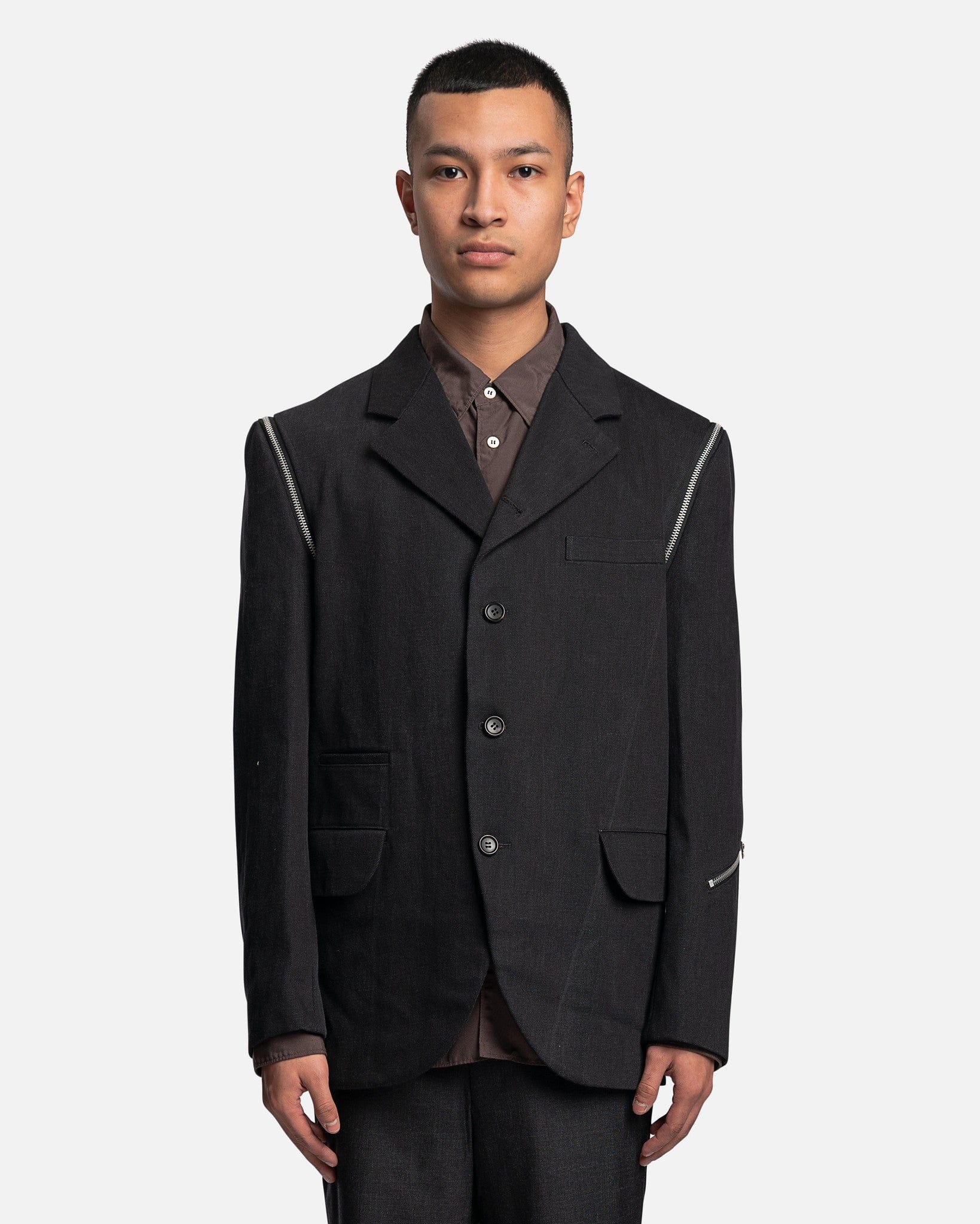 Zip Detailing Single Breasted Blazer In Charcoal Grey Comme des garcons оригінал – Купити в Україні – боковий вид