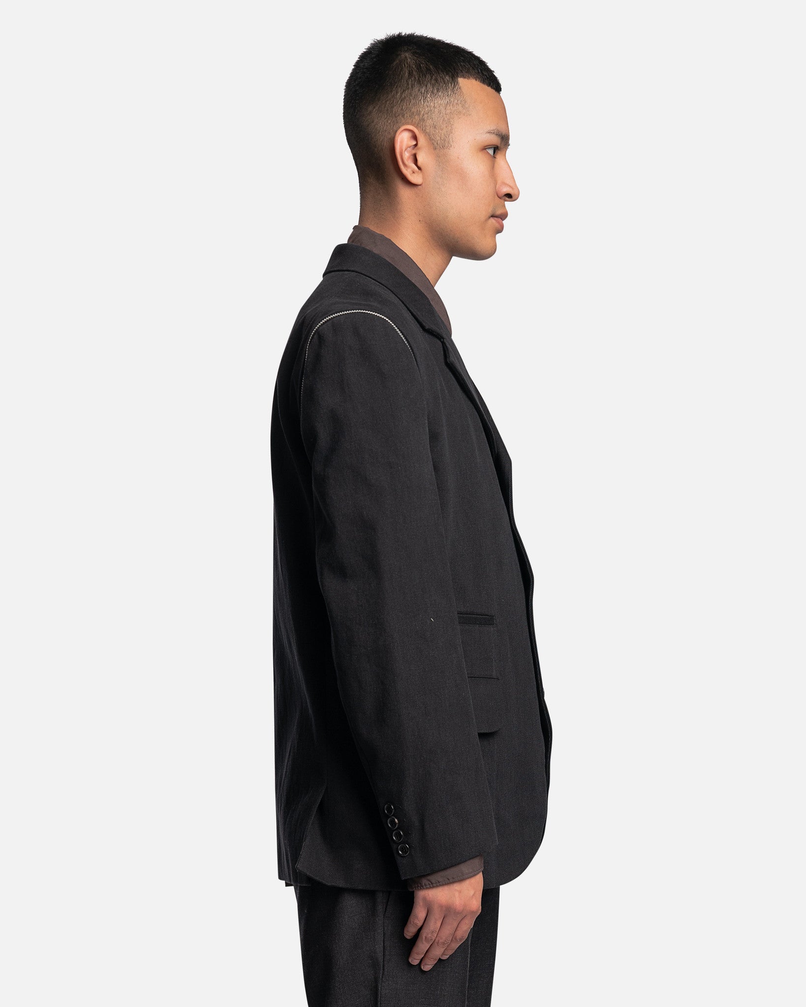 Zip Detailing Single Breasted Blazer In Charcoal Grey Comme des garcons оригінал – Купити в Україні – вид ззаду