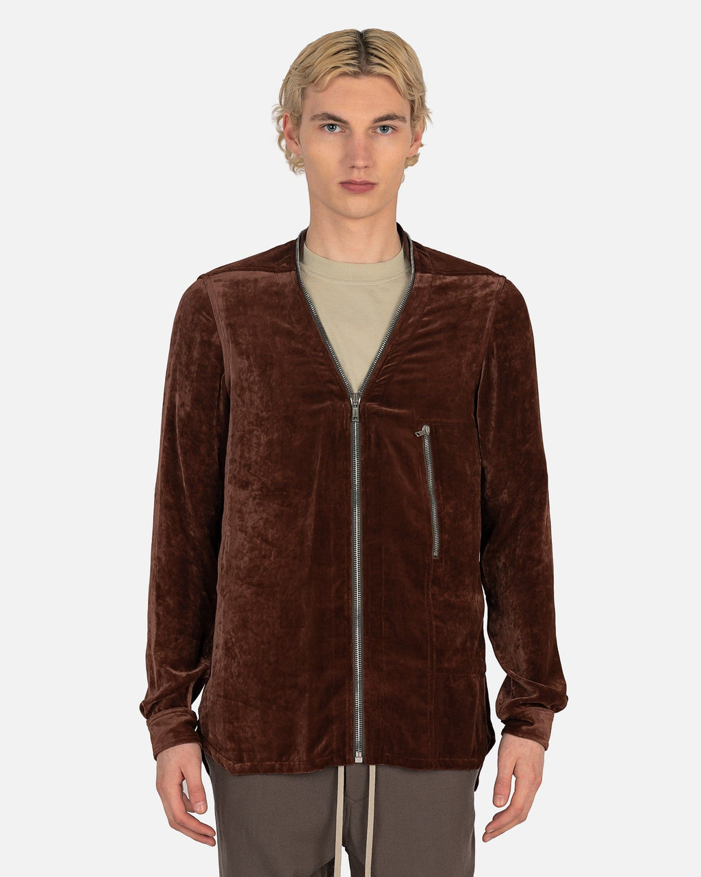 Zip Larry Shirt In Macassar Rick owens оригінал – Купити в Україні – боковий вид