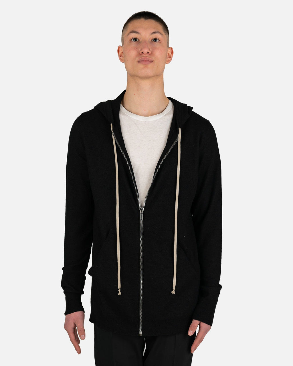 Zipped Hoodie In Black Rick owens оригінал – Купити в Україні – боковий вид