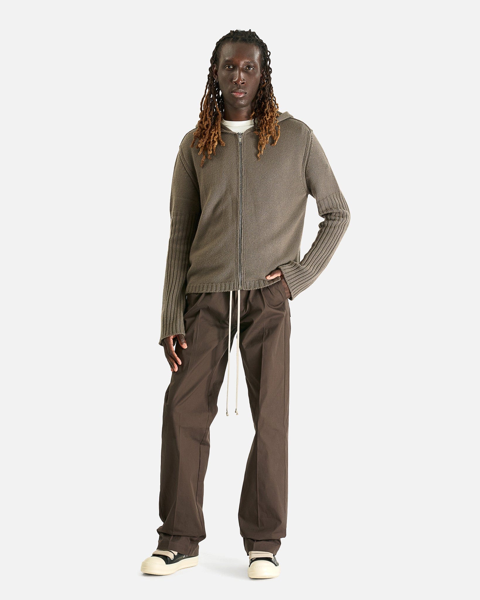 Оригінальна Zipped Hoodie In Dust Rick owens – збільшений вид