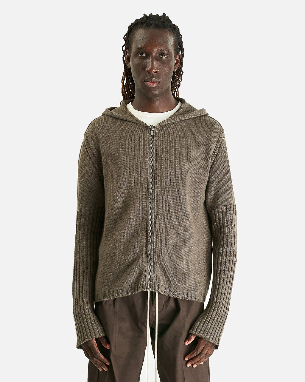 Оригінальна Zipped Hoodie In Dust Rick owens – боковий вид