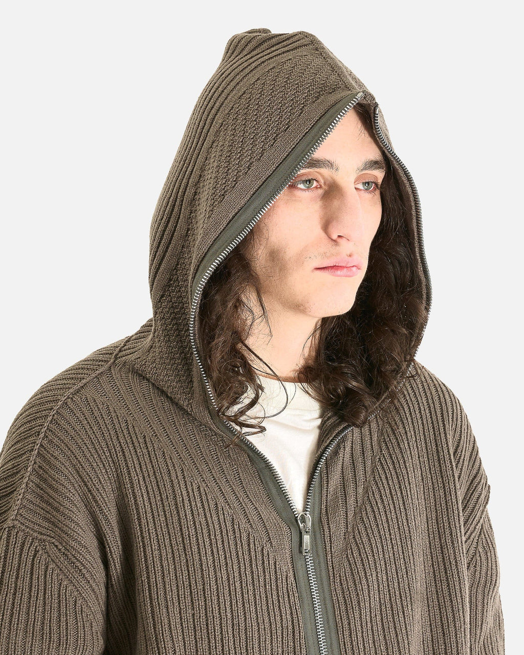 Оригінальна Zipped Hoodie In Dust Rick owens – збільшений вид