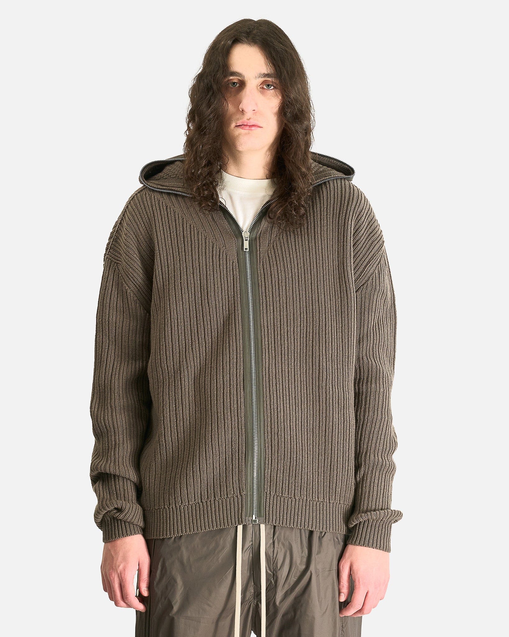 Оригінальна Zipped Hoodie In Dust Rick owens – боковий вид