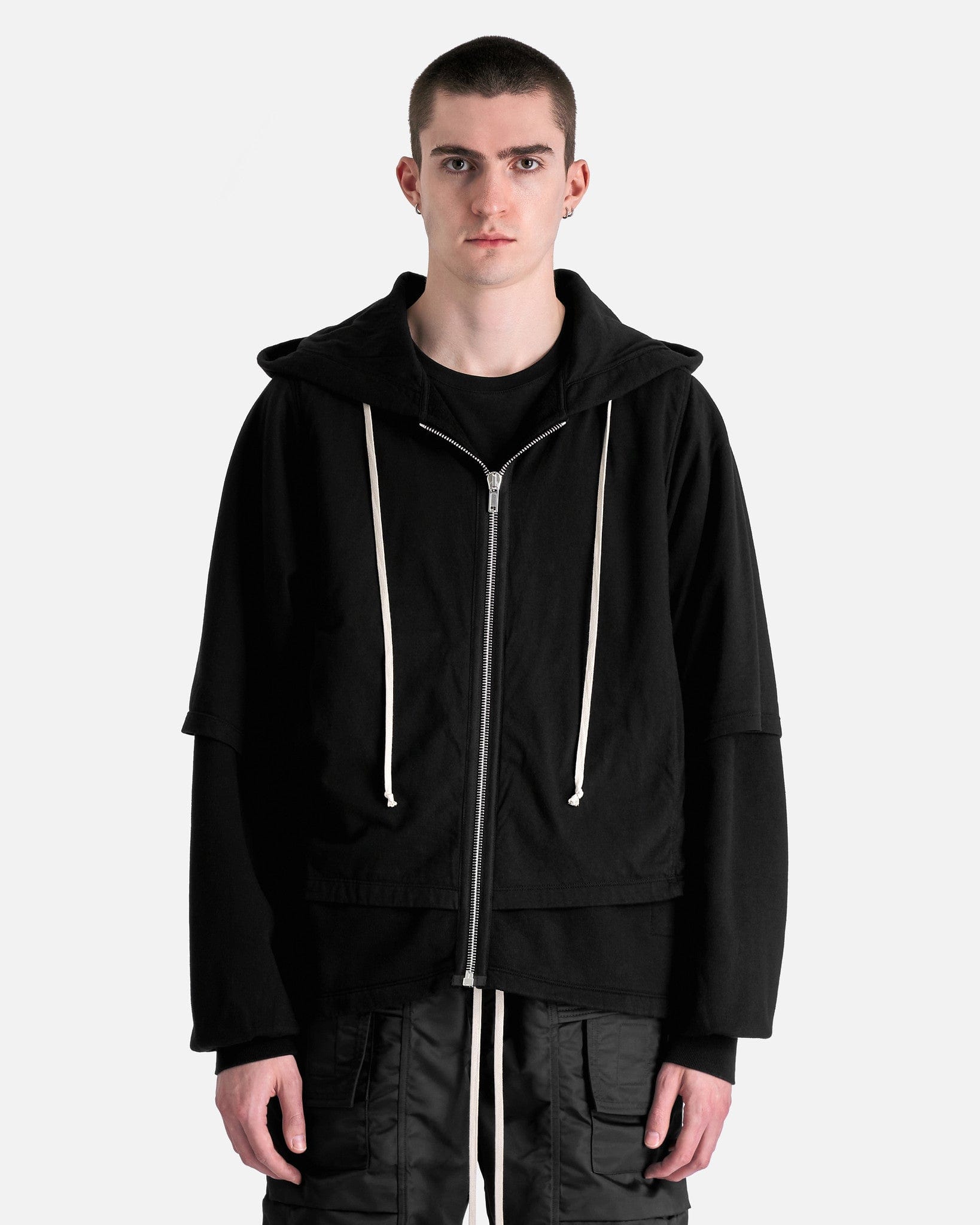 Zipped Hustler Hoodie In Black Rick owens оригінал – Купити в Україні – боковий вид