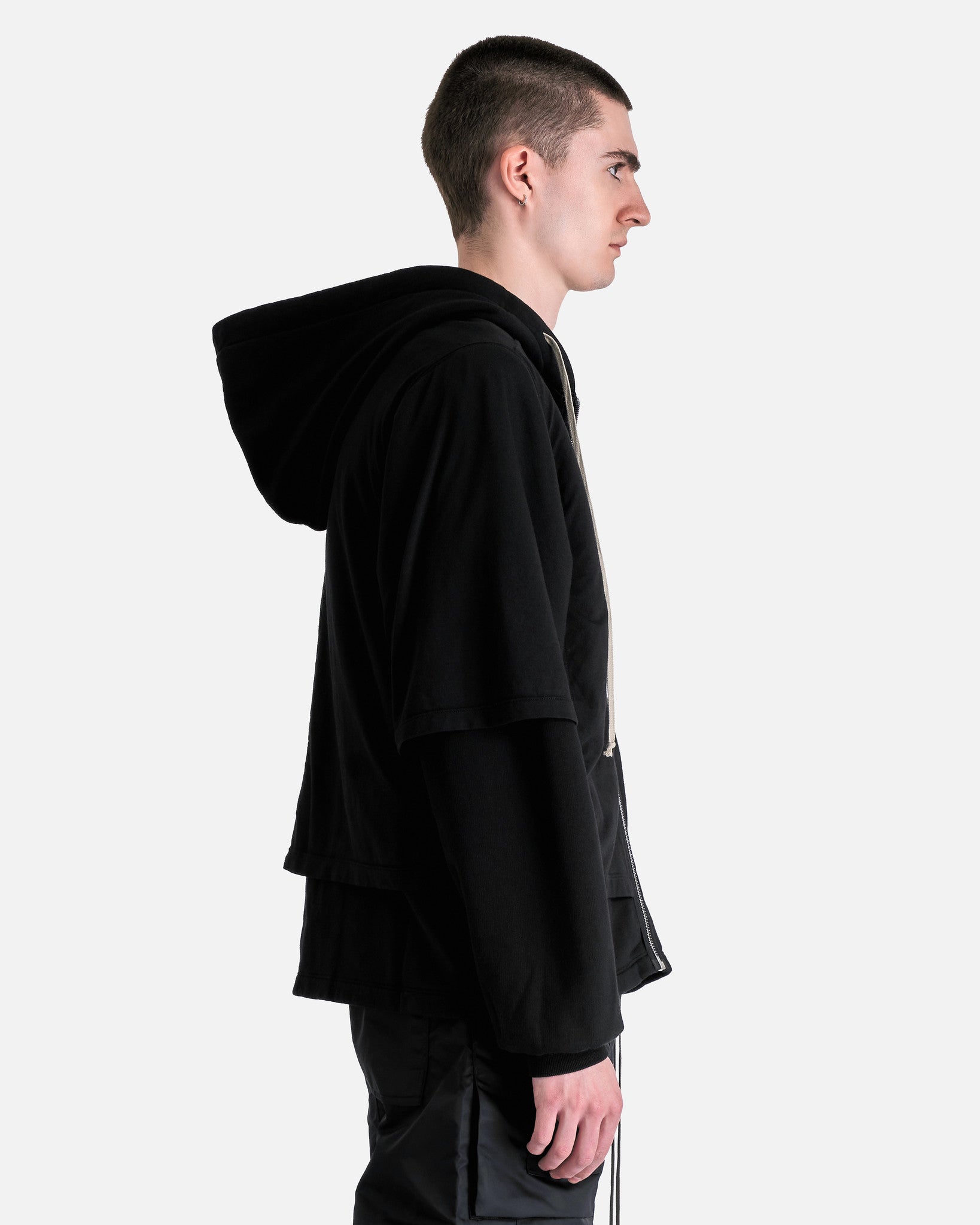 Zipped Hustler Hoodie In Black Rick owens оригінал – Купити в Україні – вид ззаду
